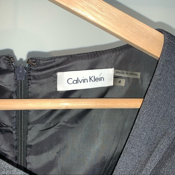 Calvin Klein Sleeveless Asymmetrical Neck Dress with belt Size 4 - Picture 4 of 9